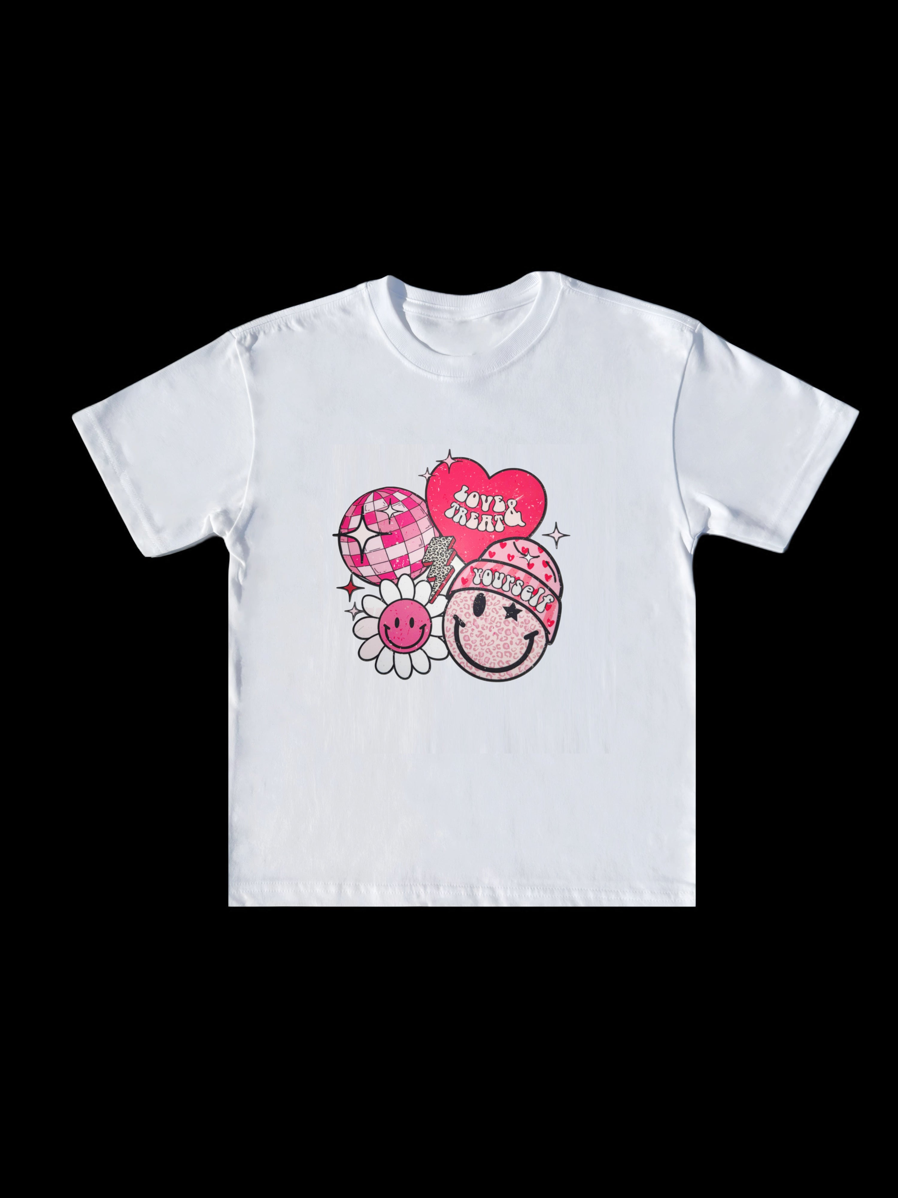 Kids Heart &amp; Smiley Valentines "Love &amp; Treat Yourself" T-Shirt