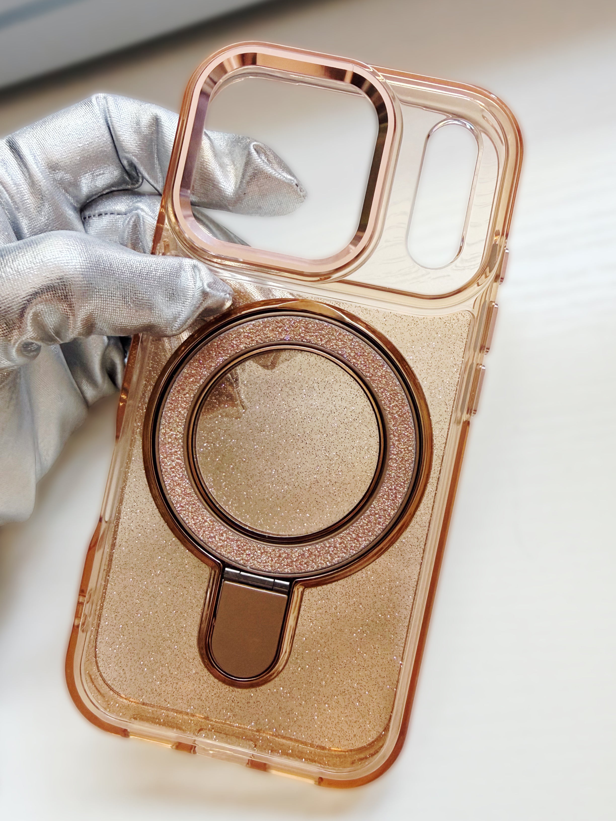 iPhone 17 Pro/Pro Max MagSafe Clear Glitter with Ring Kickstand Phone Case
