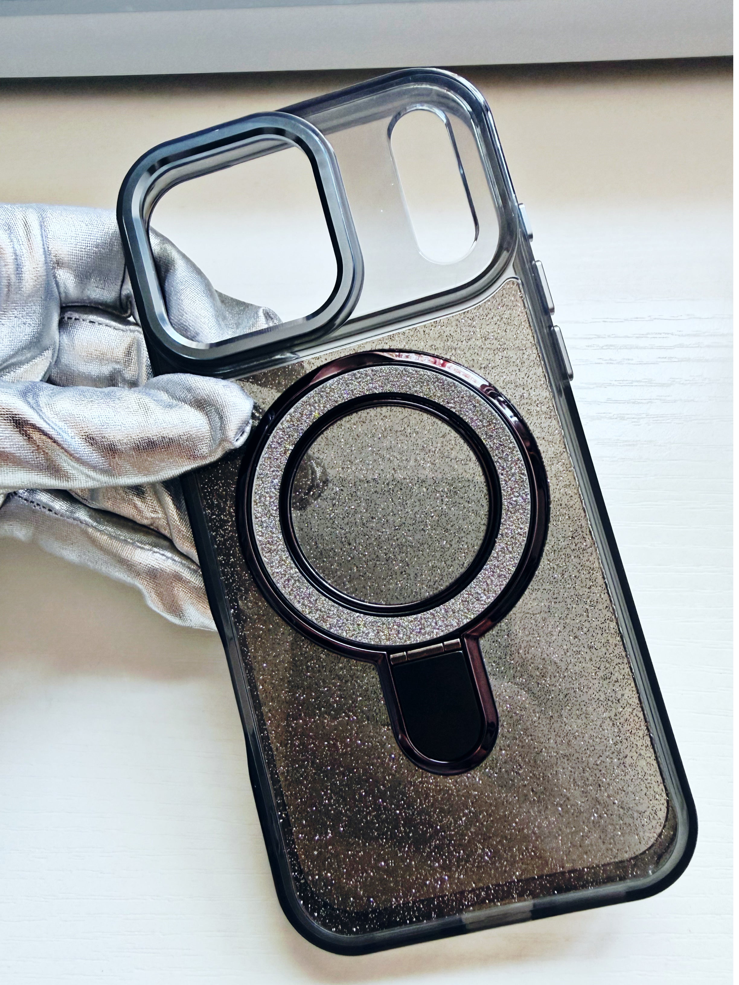 iPhone 17 Pro/Pro Max MagSafe Clear Glitter with Ring Kickstand Phone Case