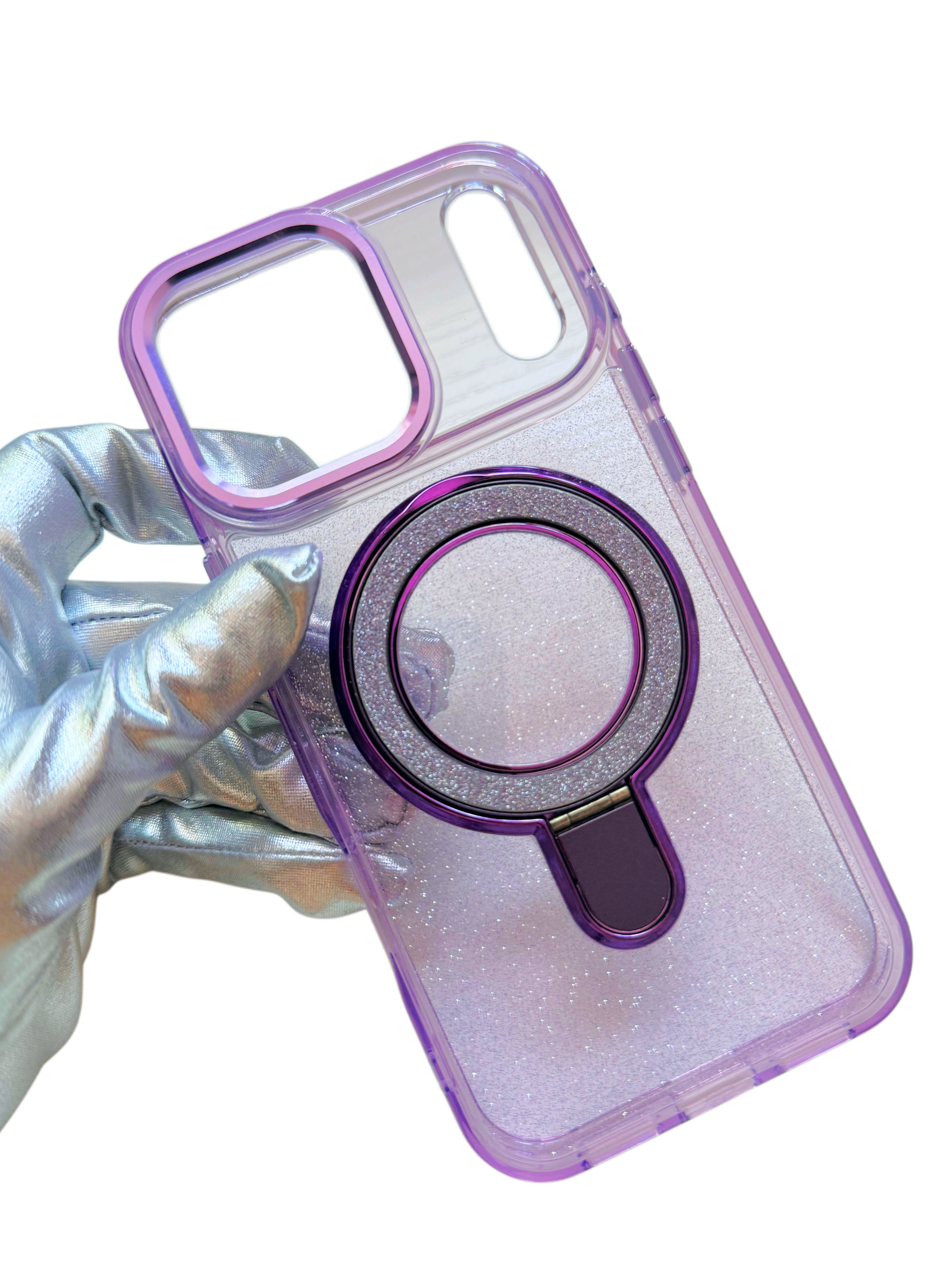iPhone 17 Pro/Pro Max MagSafe Clear Glitter with Ring Kickstand Phone Case