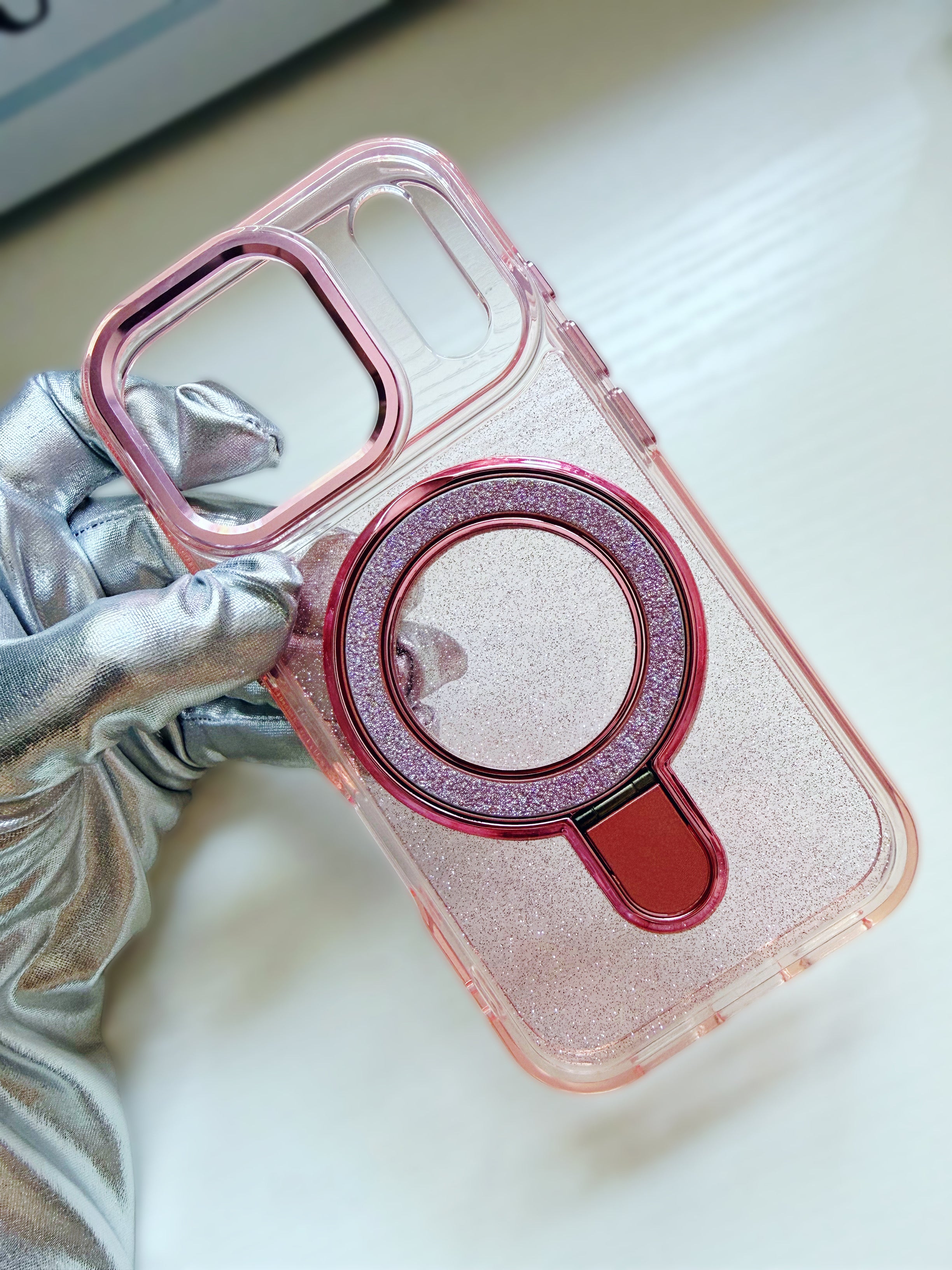 iPhone 17 Pro/Pro Max MagSafe Clear Glitter with Ring Kickstand Phone Case