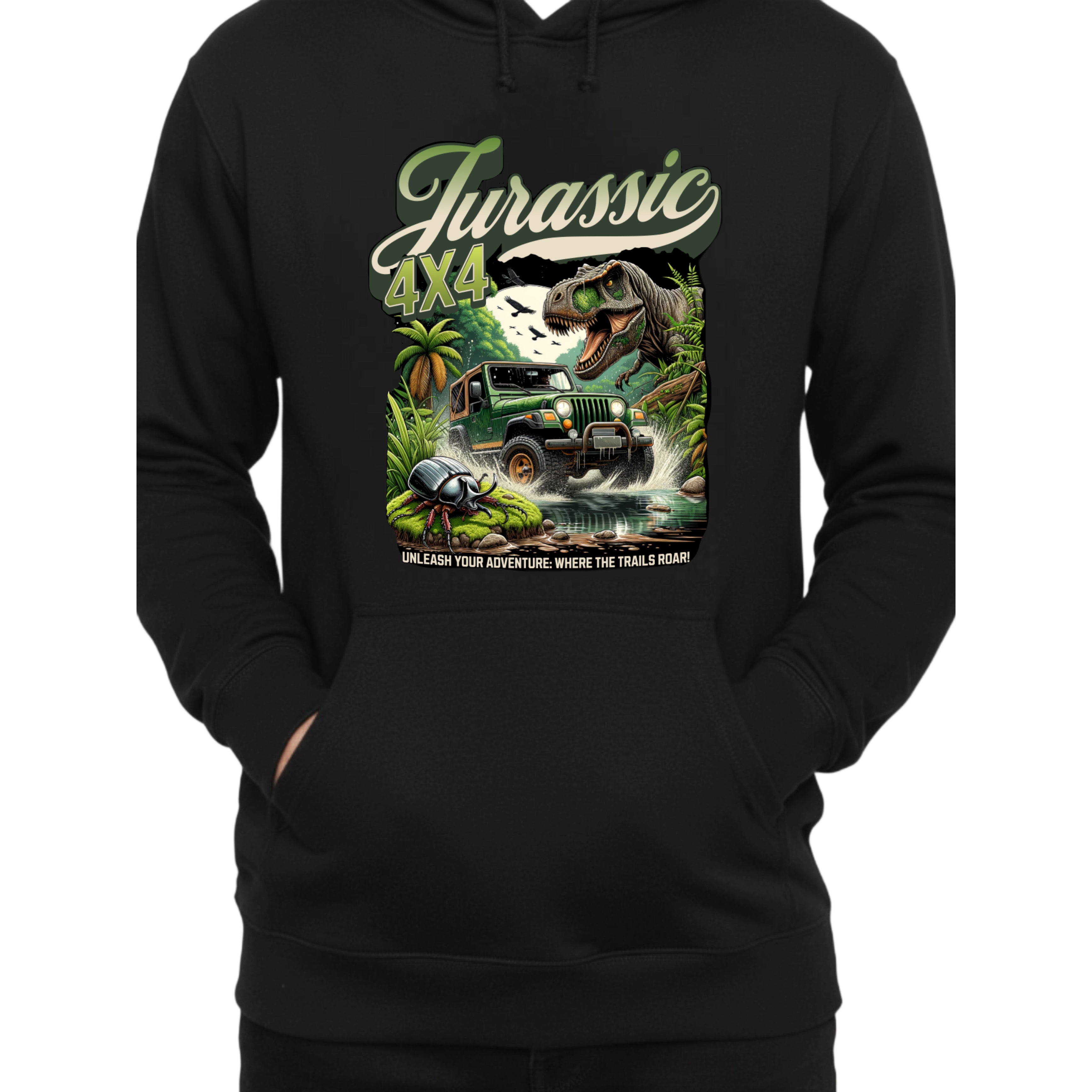Jurassic Trailblazer - 4x4 Dinosaur Adventure Adult Hoodie