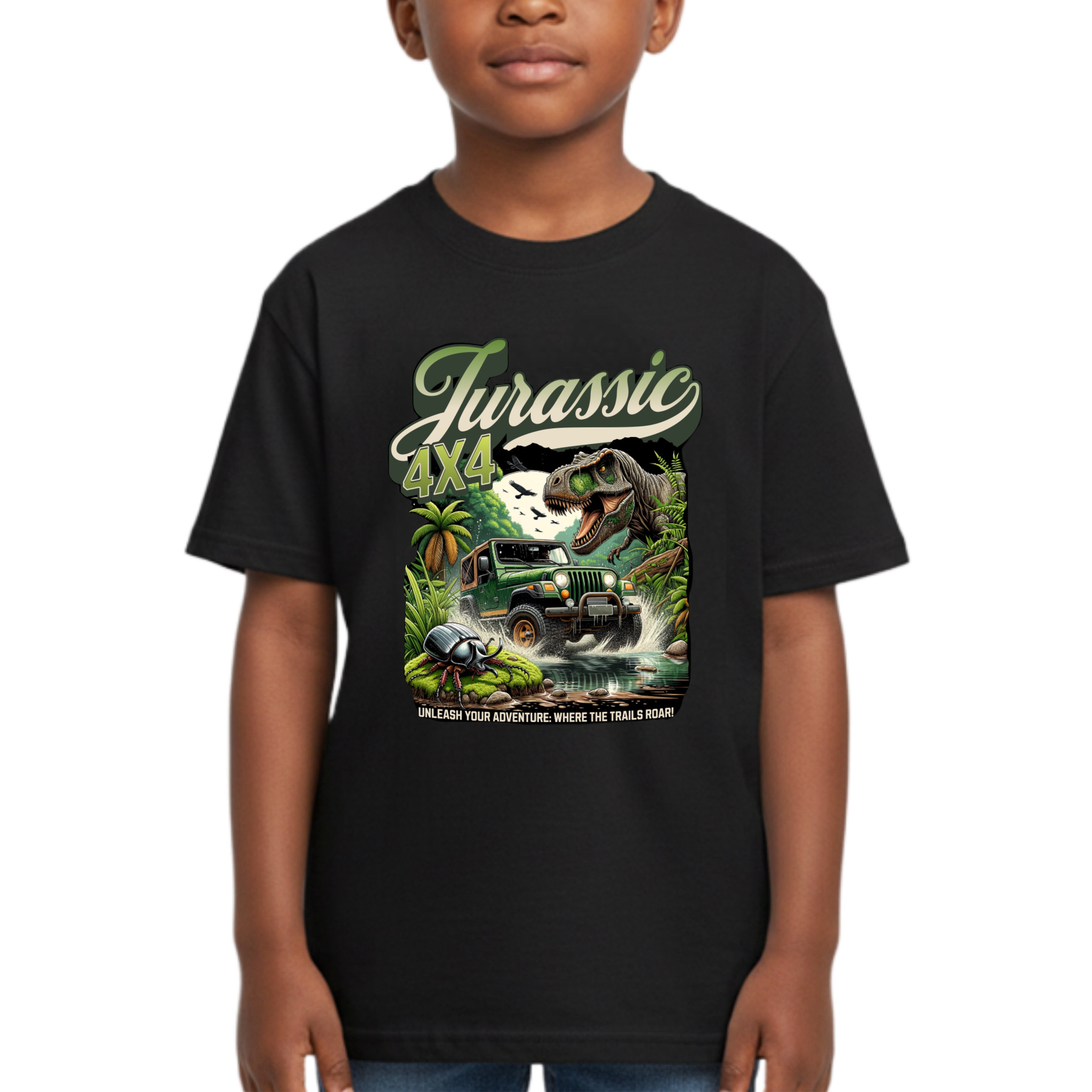 Jurassic Trailblazer - 4x4 Dinosaur Adventure Kids T- Shirt