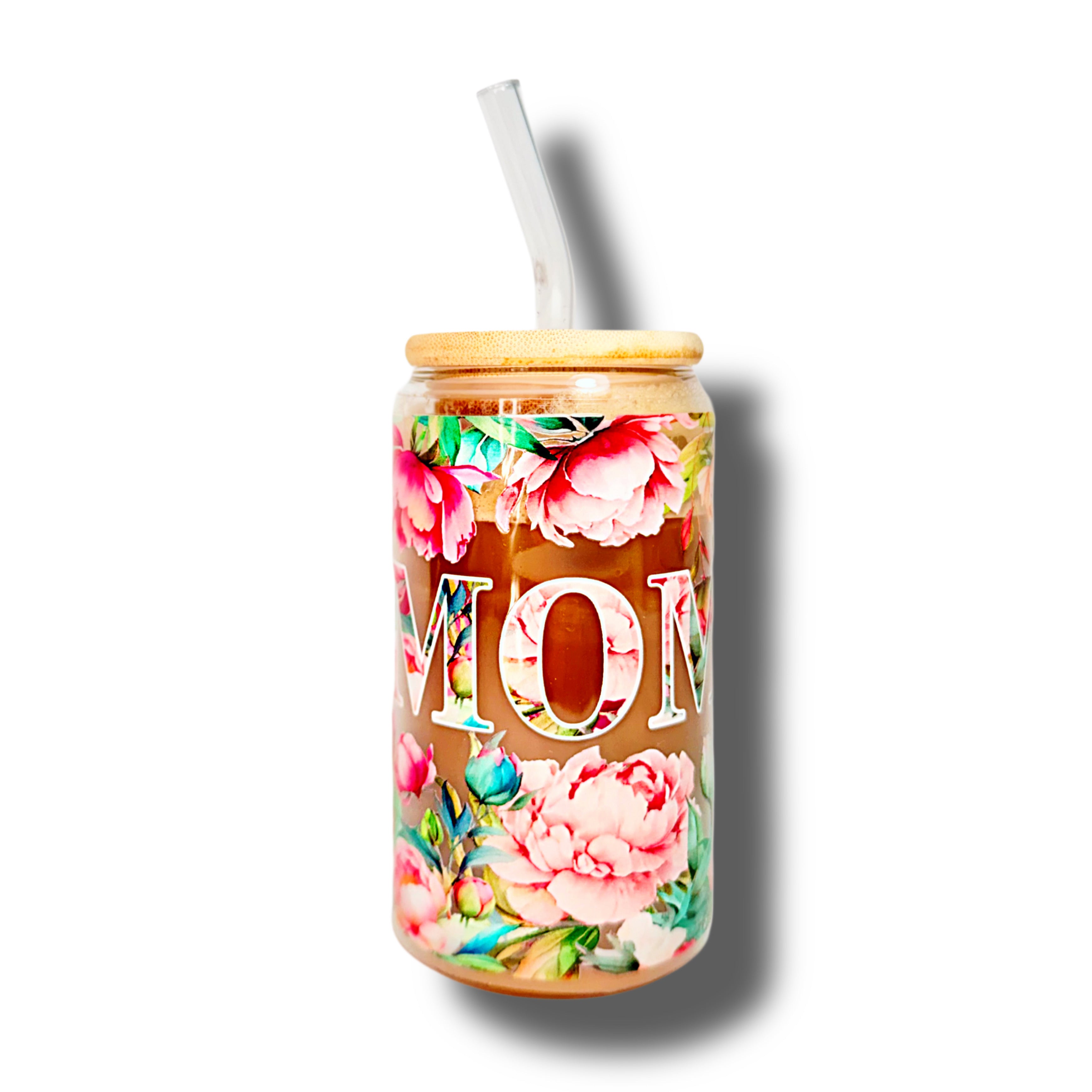 Mom Roses Glass Cup 16oz