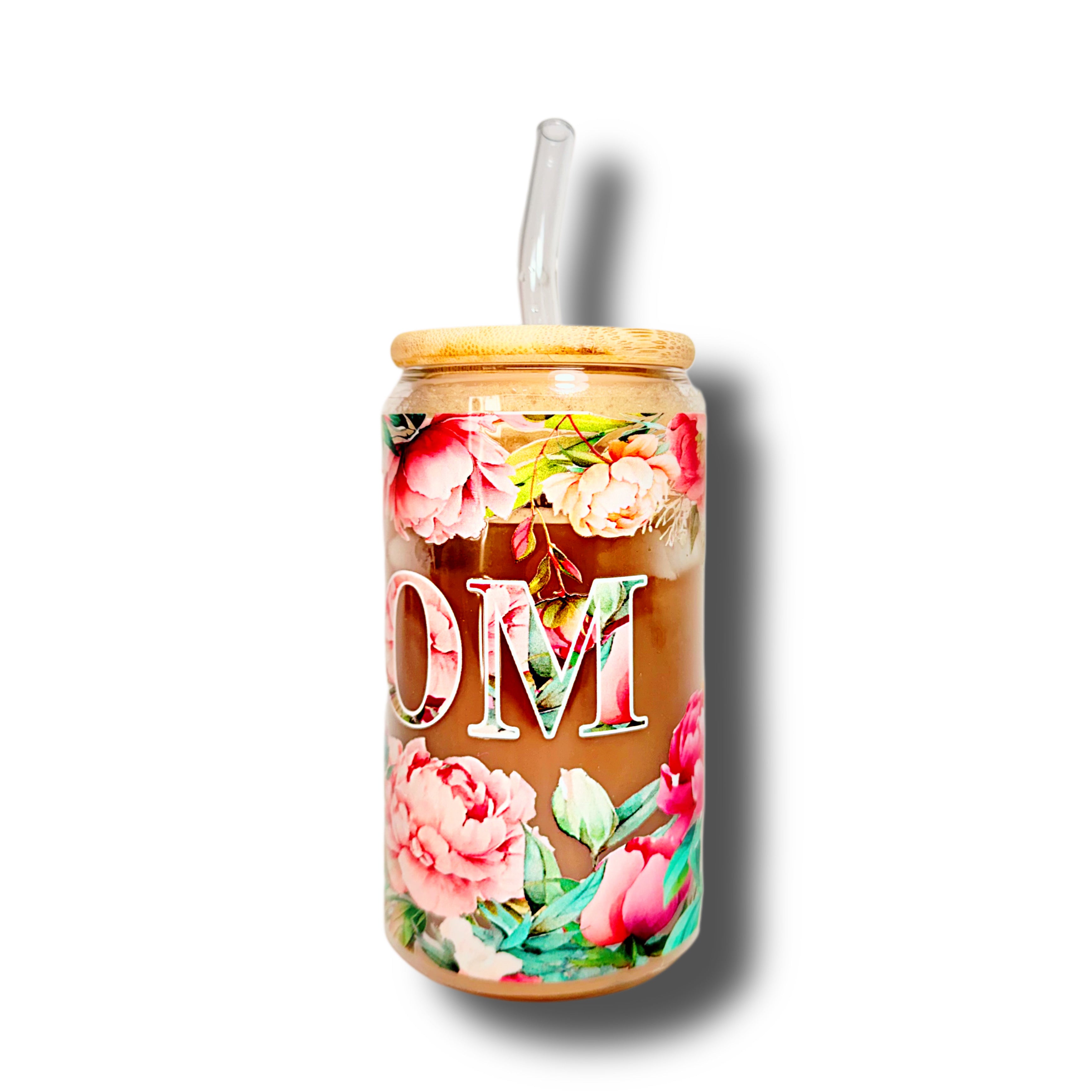 Mom Roses Glass Cup 16oz