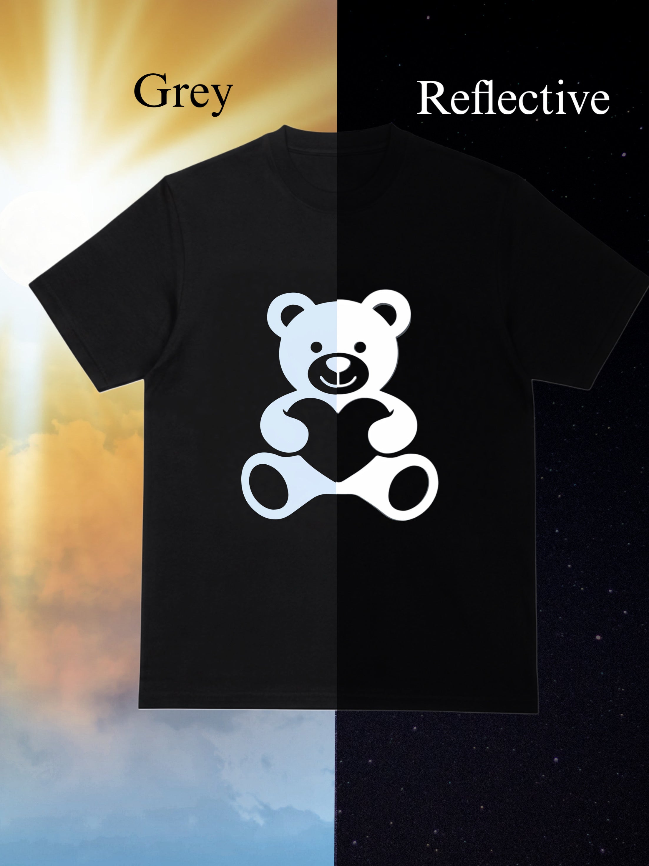 Kids Bear with heart Valentines Reflective T-Shirt
