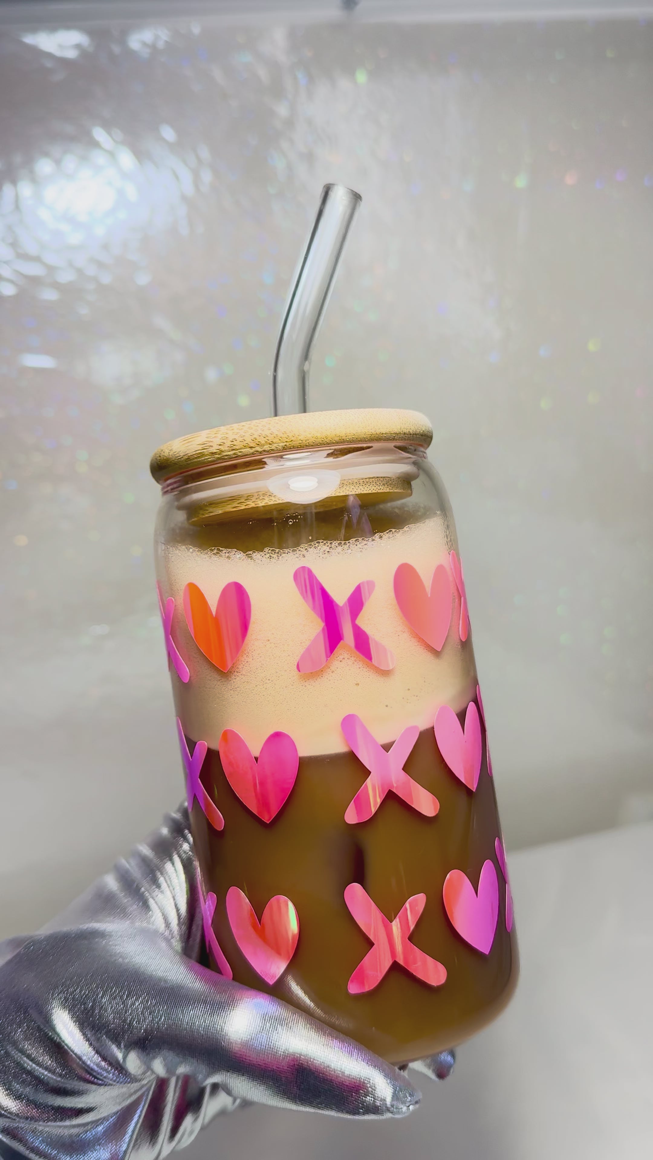 XOXO Valentines Glass Cup 16oz