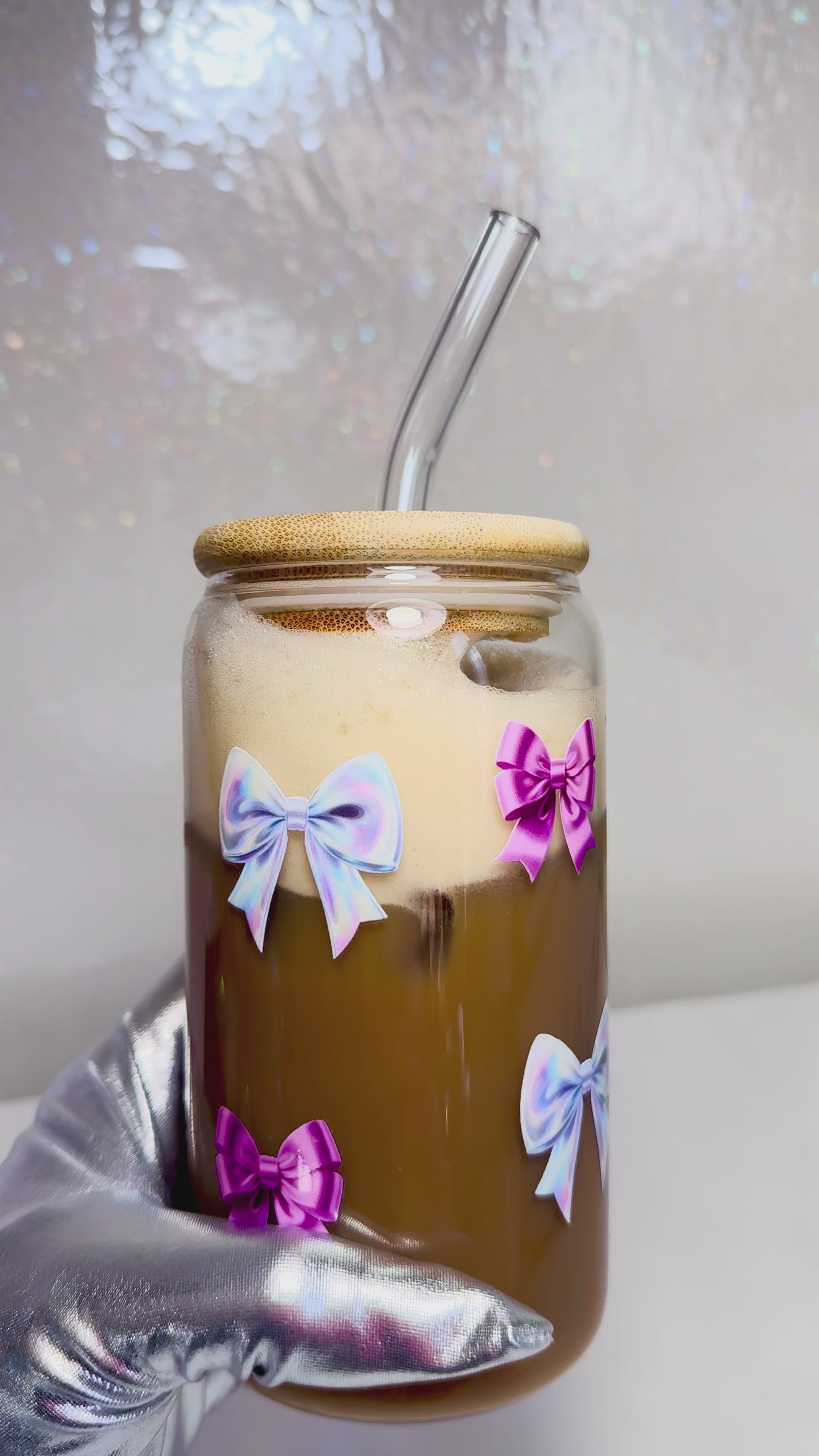 Bows Valentines Glass Cup 16oz