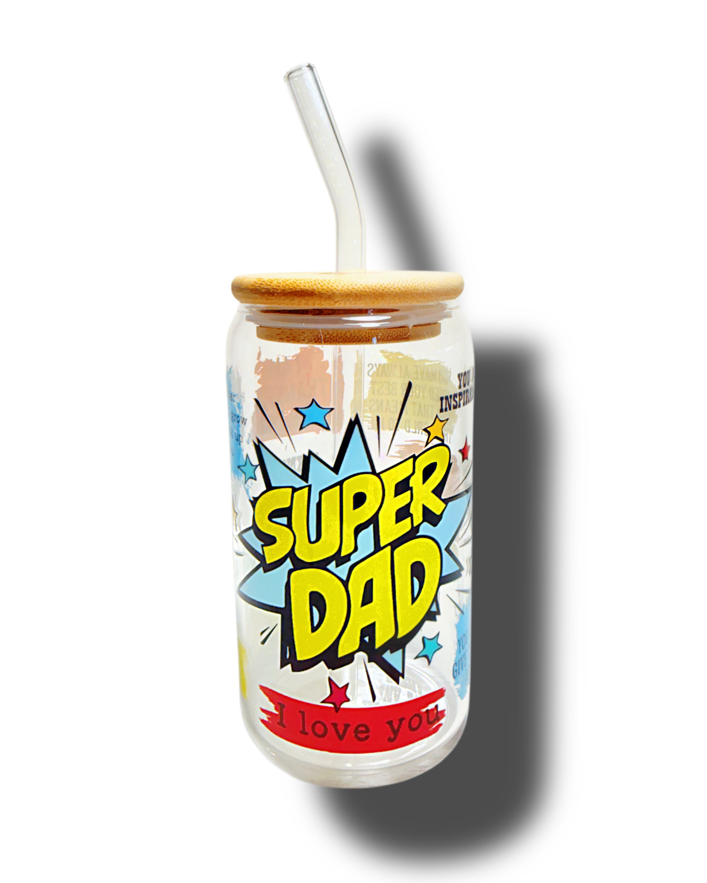 SUPER DAD Glass Cup 16oz